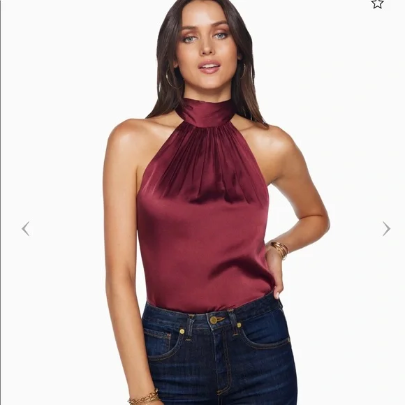 Ramy Brook Women's Lori Top - Sleeveless High Neck Silk Blouse With Back Tie